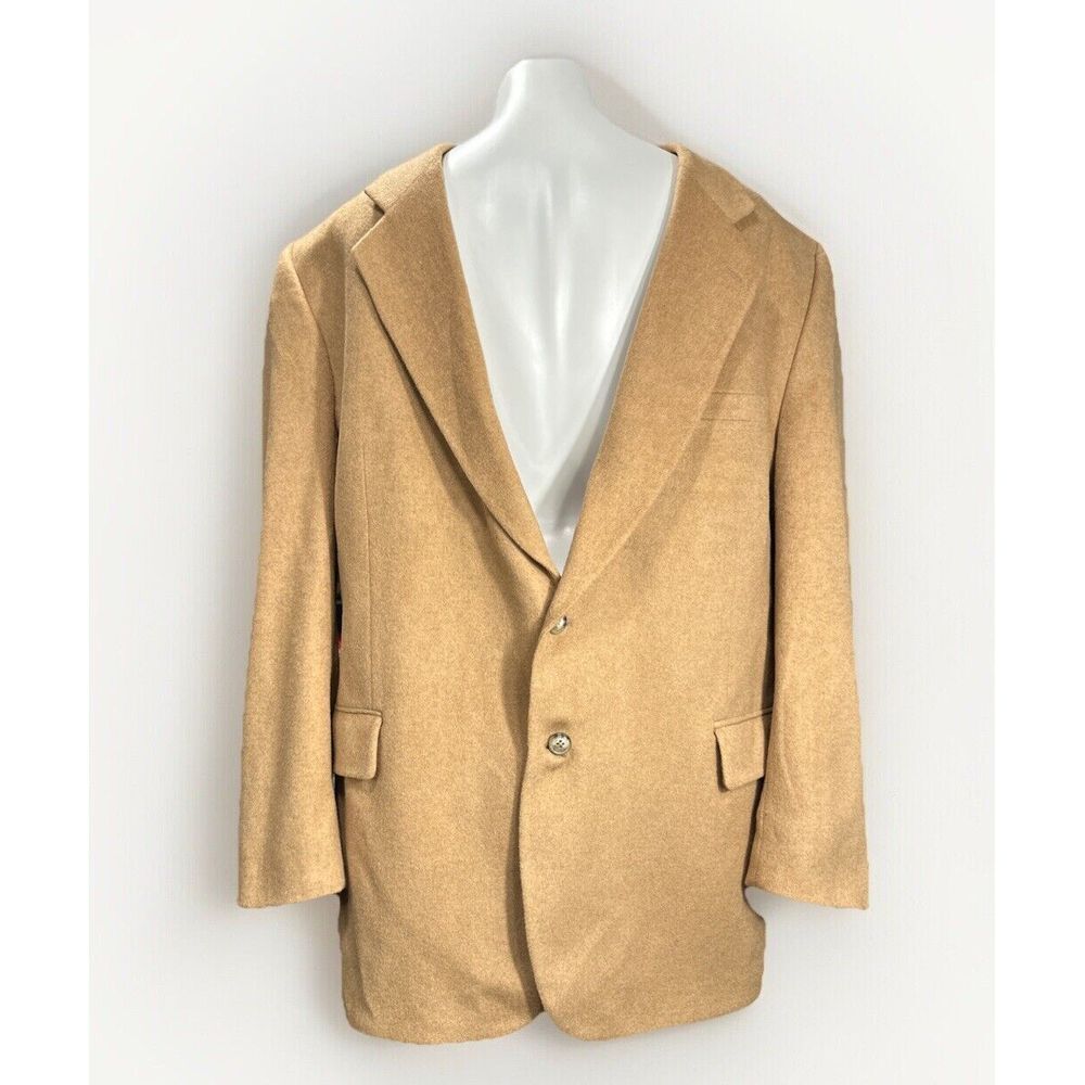 Boston Traders Wool Men's Blazer 46 Long Tan 2‎ Button Made In Hungary
